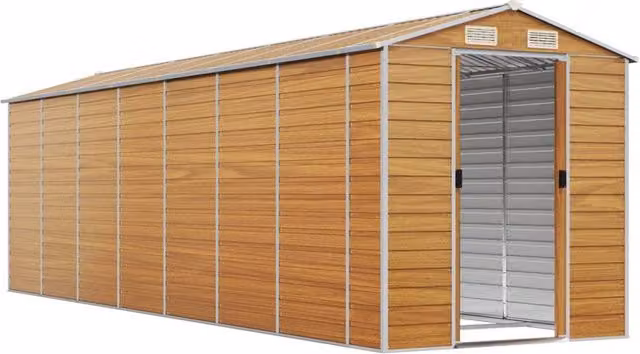 Berkfield Home Garden Shed in Light Brown Galvanised Steel, W/D/H: 191 x 640 x 198 cm – 1