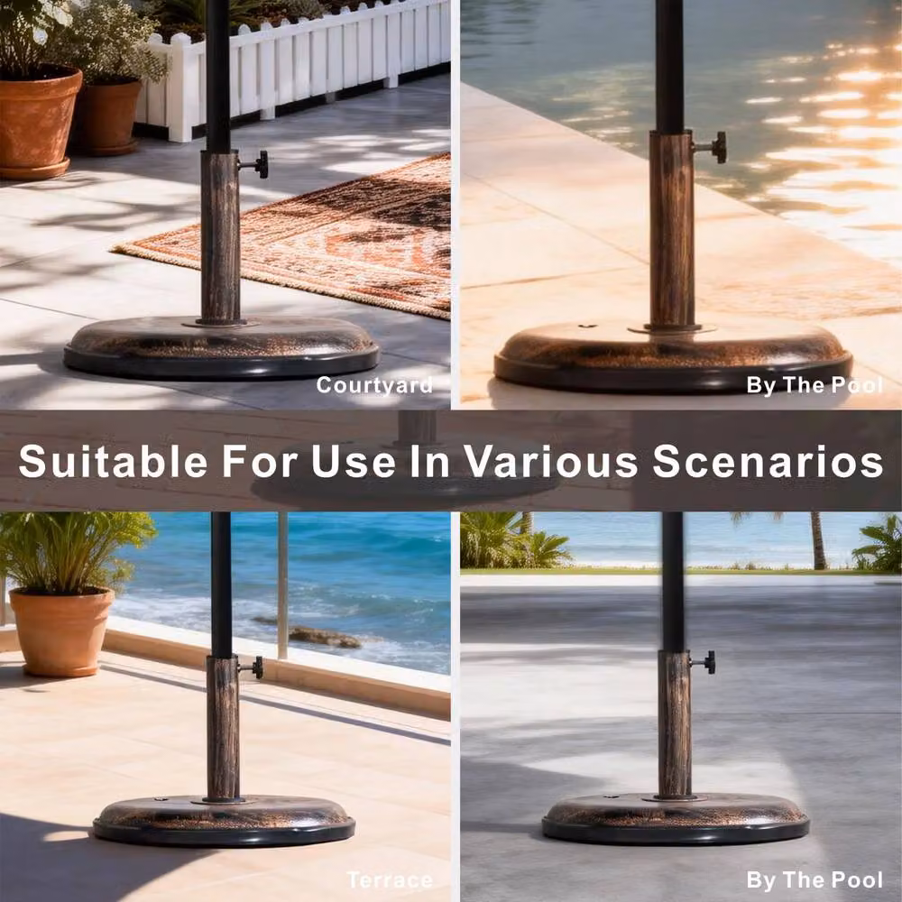 MIMO Gold Parasol Base with Iron Effect Pattern, 15kg Concrete Stand – 5