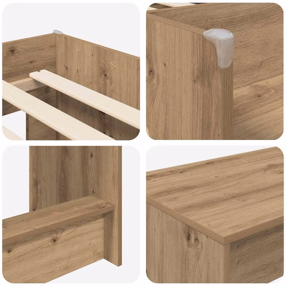 Berkfield Home Kids High Bed Frame with Desk and Stairs in Artisan Oak Brown – 3