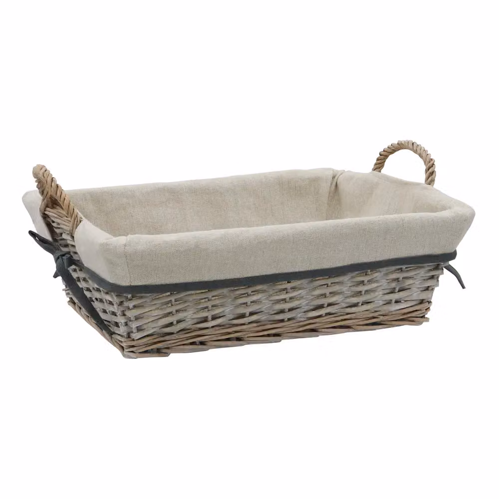 JVL Arianna Rectangular Willow Storage Basket, Grey, W: 38.0 cm, D: 28.0 cm, H: 12.0 cm – 2