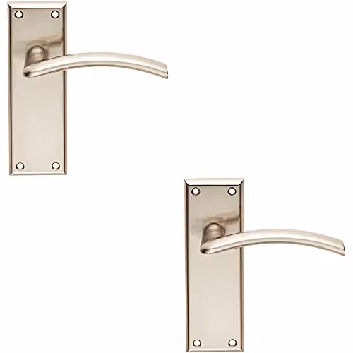 Loops Arched Lever on Latch Backplate Door Handle, 2 Pairs, Brushed Silver, W: 150 mm, H: 50 mm
