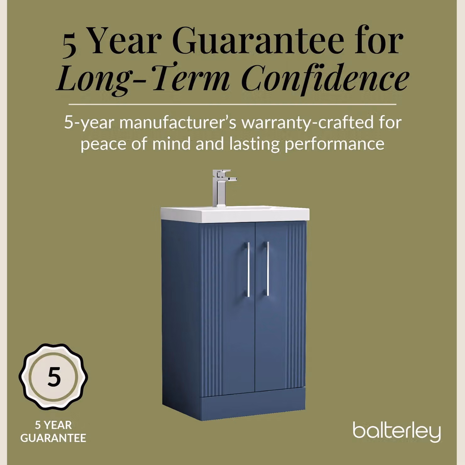Balterley Floor Standing 2 Door Vanity Unit with Mid-Edge Basin in Satin Blue – 3