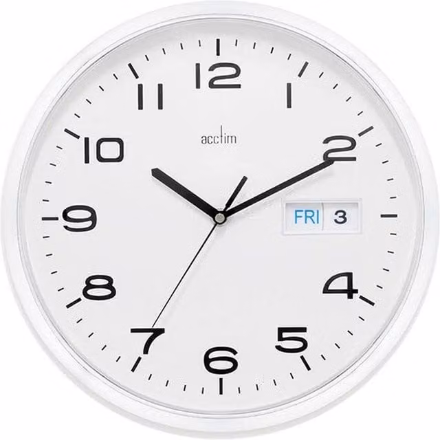 Acctim Supervisor White Day and Date Analog Quartz Wall Clock