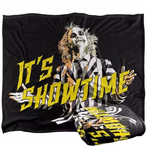 LOGOVISION Beetlejuice Showtime Silky Touch Super Soft Fleece Throw Blanket, Multicolour, W: 152.4 cm x L: 127.0 cm