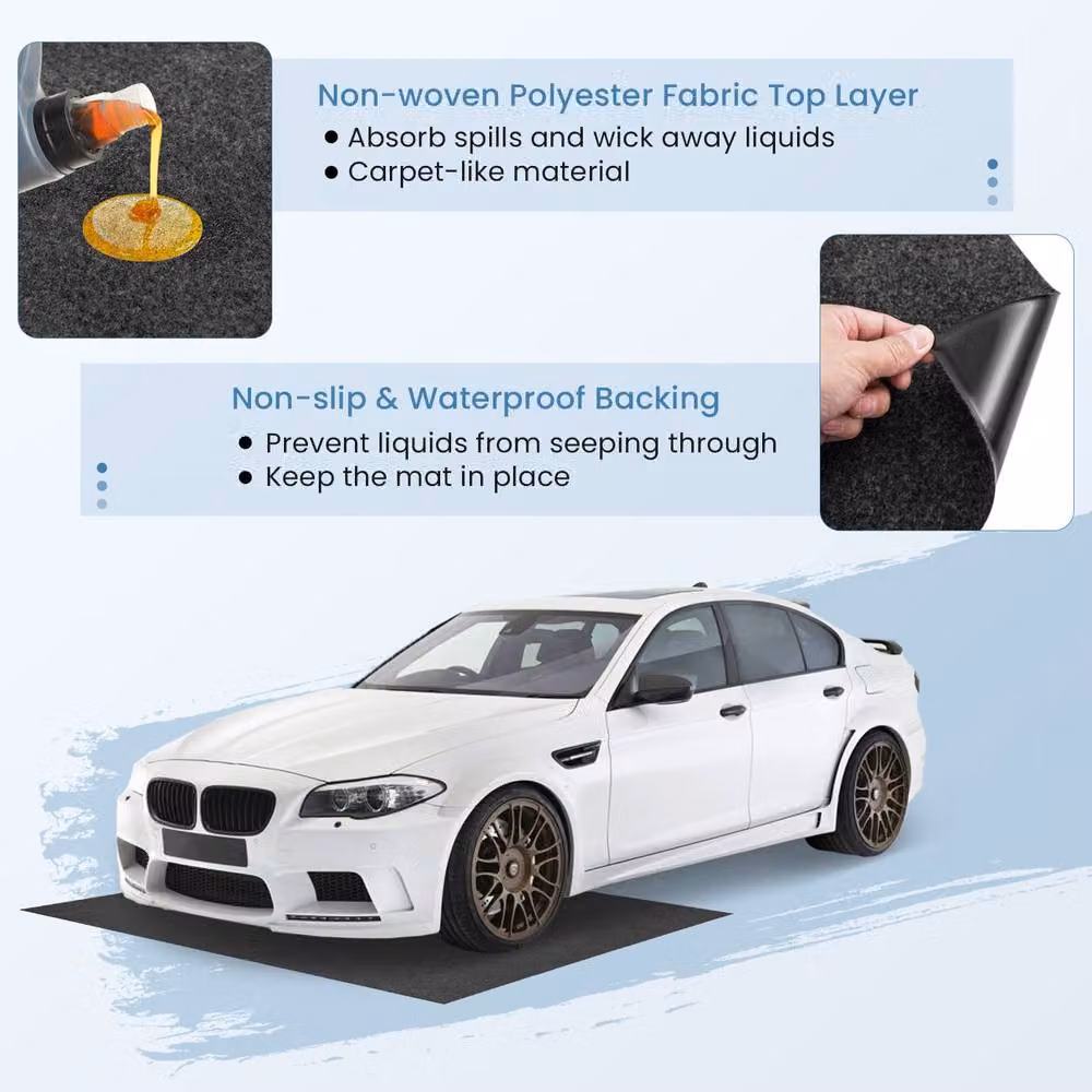 Costway Absorbent Oil Spill Garage Floor Parking Mat, Grey, W: 180 cm, D: 150 cm – 6