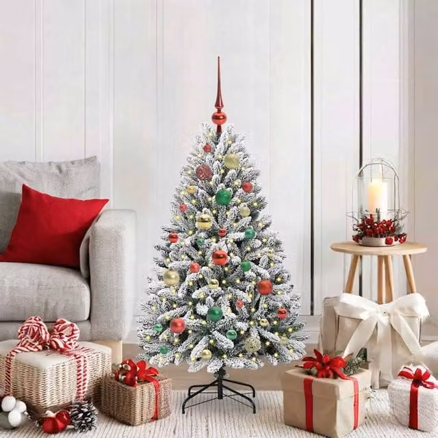 Berkfield Home Artificial Christmas Tree in Green and White, Height: 120 cm