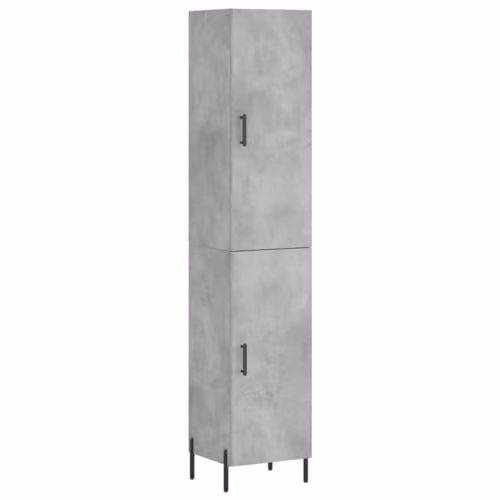 vidaXL Modern Highboard in Concrete Grey with Hinged Doors and Internal Shelves, W/D/H: 34.5 x 34 x 180 cm