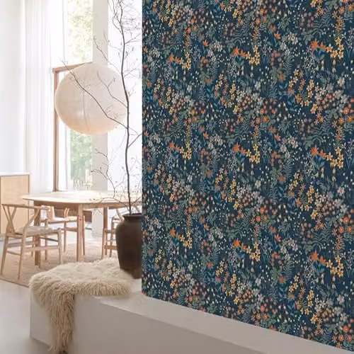 Grandeco Agnala Ditsy Floral Botanical Textured Wallpaper in Blue, Green and Pink – 2