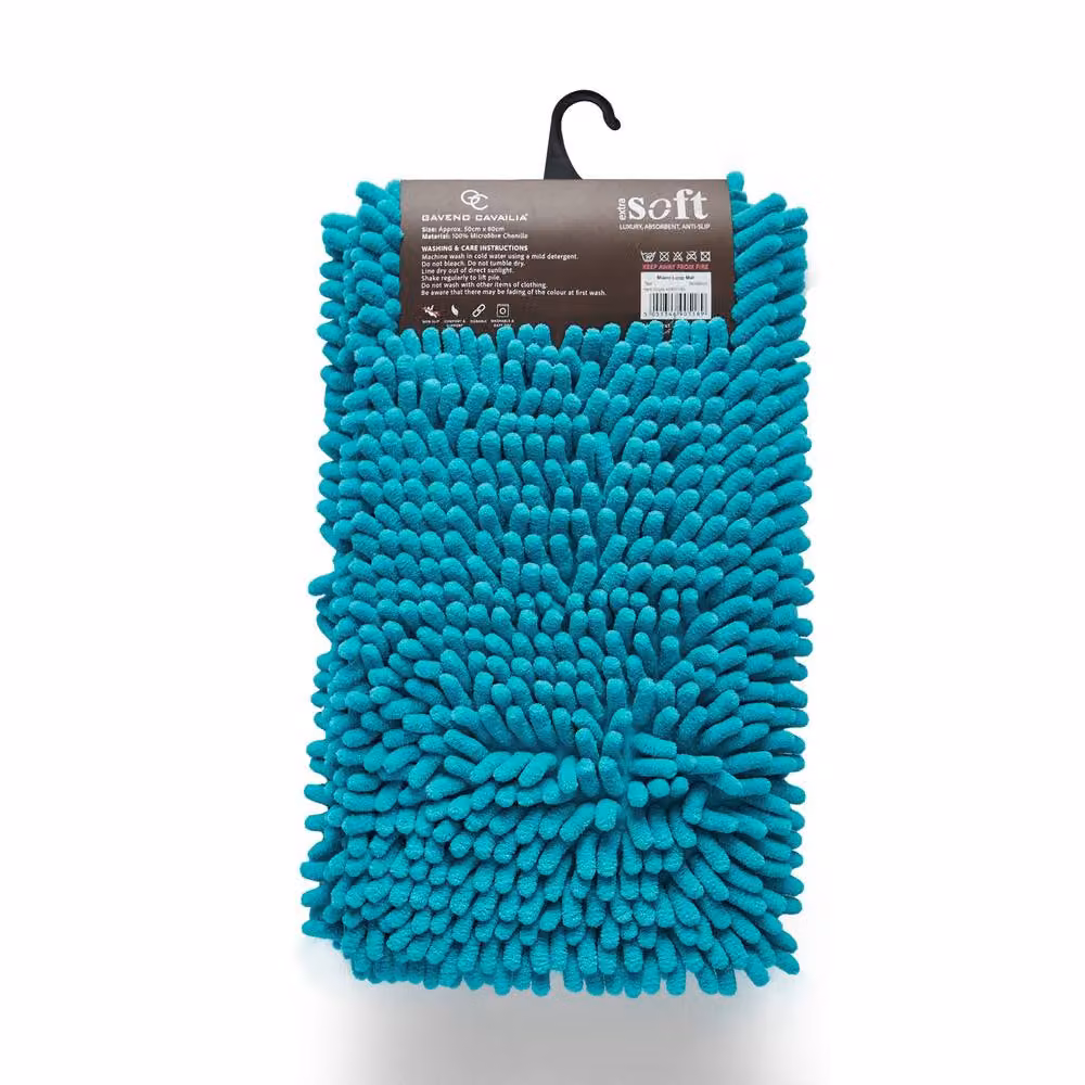 Gaveno Cavailia Miami Chenille Loop Faux Fur Bath Mat in Teal, W: 50 cm, D: 80 cm – 2