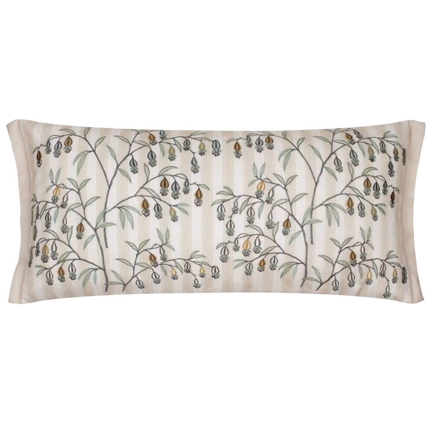 Sanderson Chinese Lanterns Embroidered Linen Boudoir Cushion in Beige and White, W: 65 cm, H: 30 cm – 2