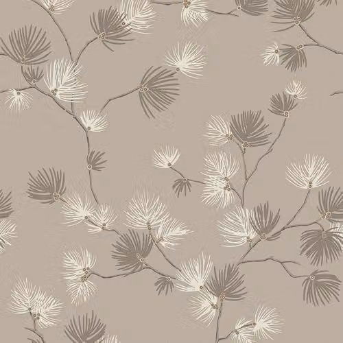 Belgravia Decor Valentino Pine Trail Soft Mocha Floral Wallpaper in Brown and Beige