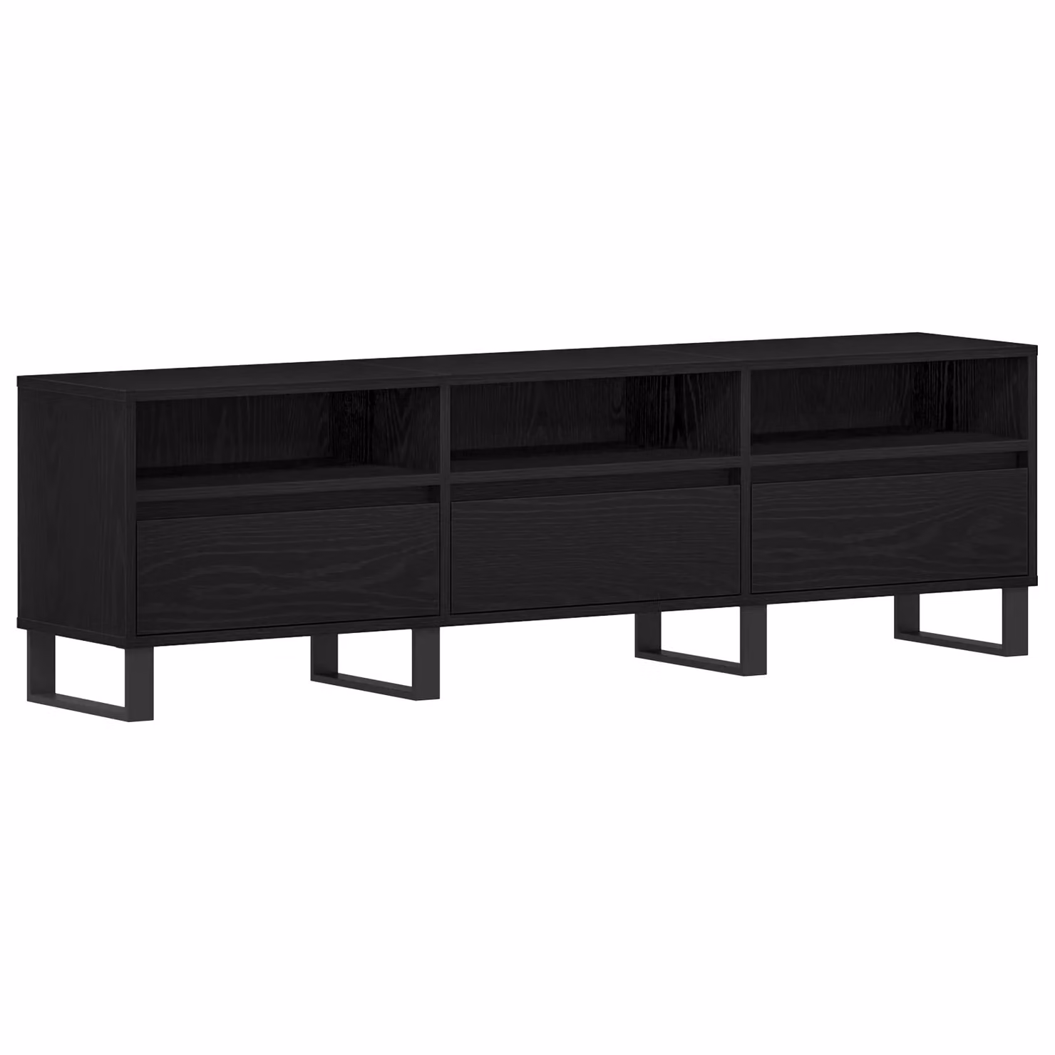 Berkfield Home Modern TV Cabinet in Black Oak, W: 150 cm, D: 44.5 cm, H: 30 cm – 2