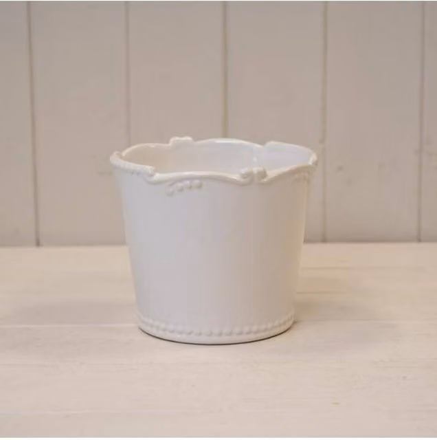 KDMD White Pot with Decorative Rim