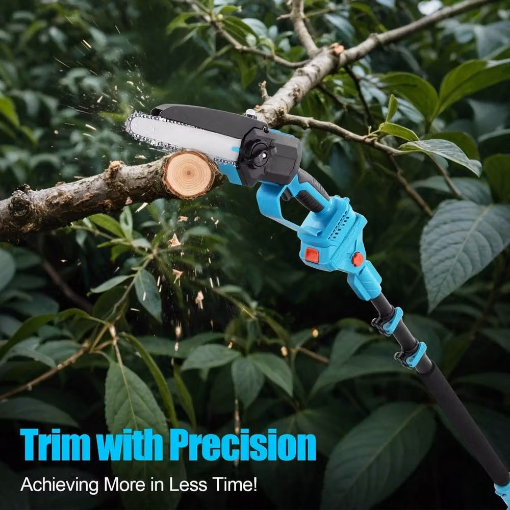 Kelvenix 8 inch Brushless Cordless Pole Chainsaw with 2 Rechargeable Batteries in Blue – 4