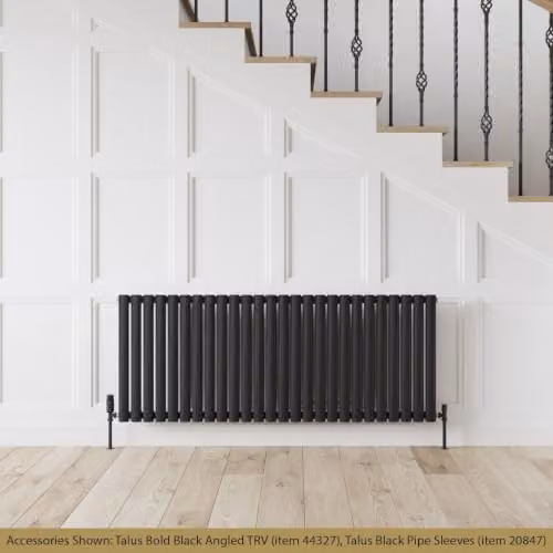 UK Radiators Omeara Black Elliptical Tube Horizontal Designer Radiator, W: 150.8 cm, H: 60 cm – 3