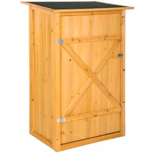 tectake Garden Storage Shed in Brown with Flat Roof, Impregnated Wood, Shelving and Lockable Single Door, W/D/H: 56.0 x 75.0 x 118.0 cm – 1