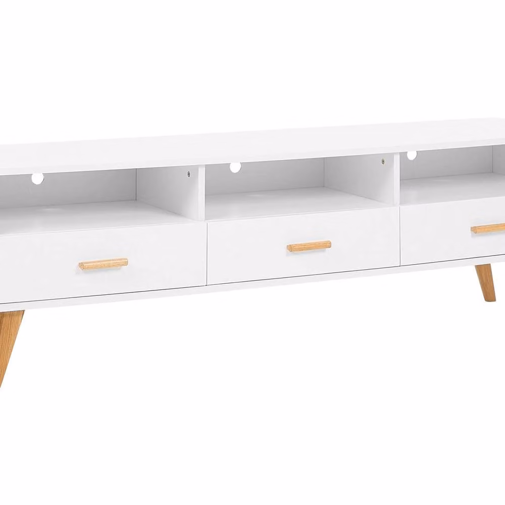 Wyld and Coco White Modern TV Stand with Oak Accents, W/D/H: 180 x 40 x 55 cm – 2