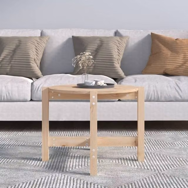 Berkfield Home Beautiful Round Drop Leaf Coffee Table in Light Brown Solid Pine, W/D/H: 62.5 x 62.5 x 45 cm – 1