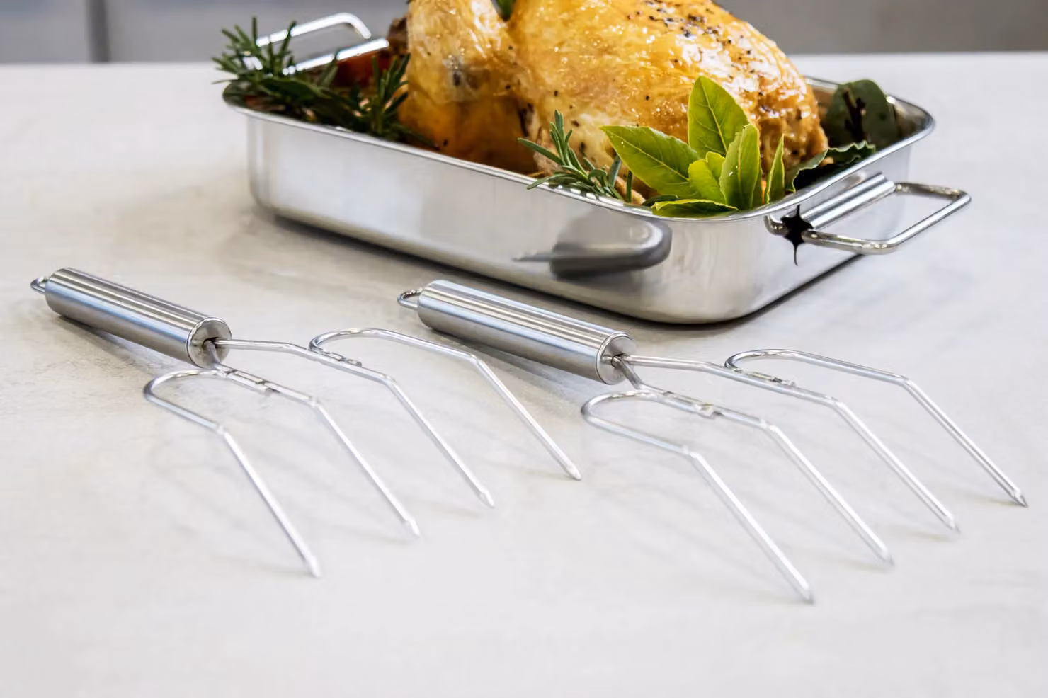 MasterClass Stainless Steel Meat Lifting Forks, Set of 2, Silver – 3