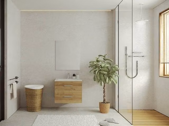 Vente-unique KAYLA Wall-Mounted Basin Unit in Light Oak, W: 60 cm, D: 45 cm, H: 47 cm – 1