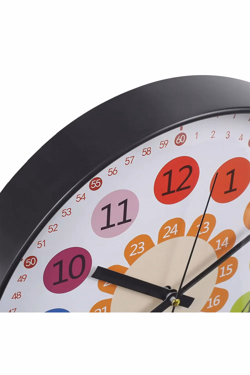 Living and Home Multicolour Rainbow Arabic Numeral Round Analog Wall Clock for Children, Diameter: 30.48 cm – 3