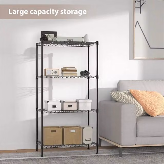 EONLION 4 Tier Metal Garage Shelving Storage Unit in Black
