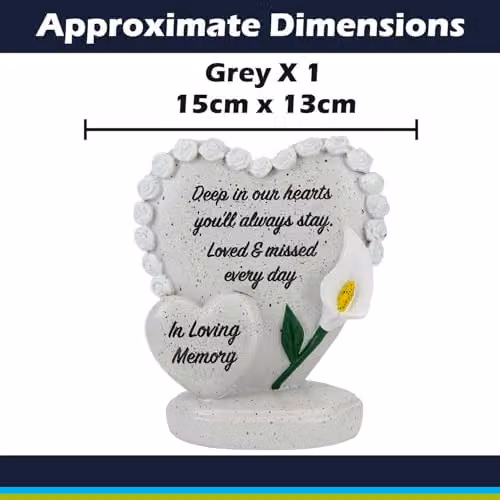 VFM e-Store Memorial Flower Pot Ornament in Grey, Resin, W/D/H: 15 x 15 x 13 cm – 2
