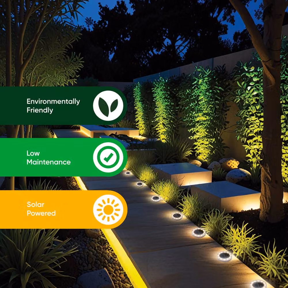 Gardenwize 2 Pack Round Solar Deck Lights in Grey with White LED, Diameter: 11.5 cm – 5