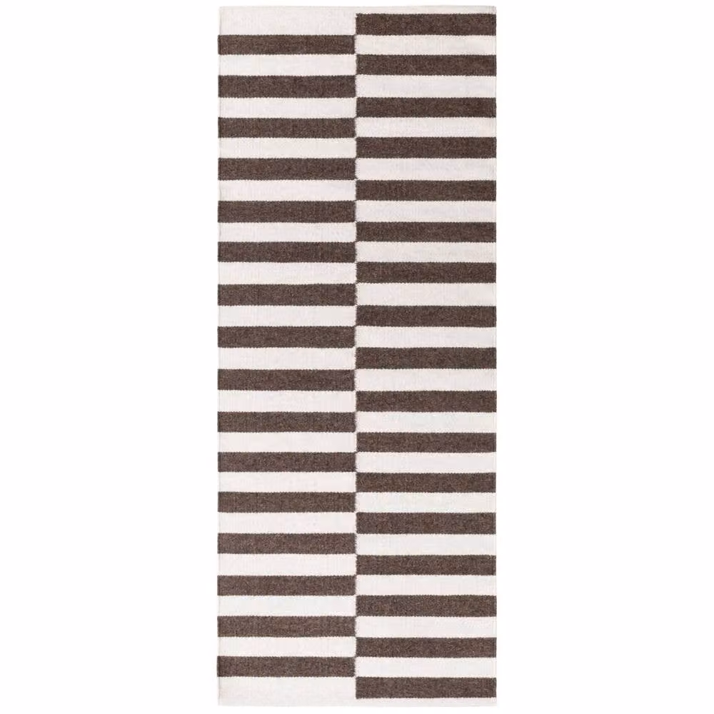 THE RUGS Vika Handwoven Wool Striped Reversible Rug in Brown, W: 200 cm, D: 300 cm – 7