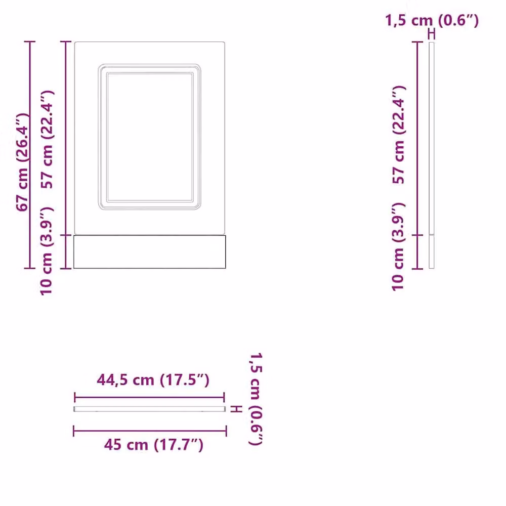 Berkfield Home Kalmar Artisan Oak Dishwasher Panel, Brown, W/D/H: 45 x 1.5 x 67 cm – 3