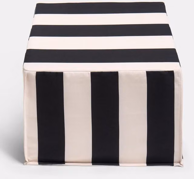 OHS Square Garden Footstool in Black and White Stripe Print
