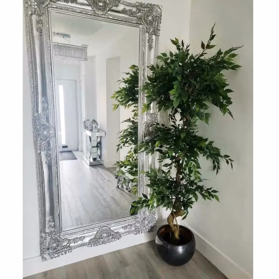 Leaf 180cm Artificial Ficus Tree with Triple Ball Topiary and Copper Planter in Green – 2