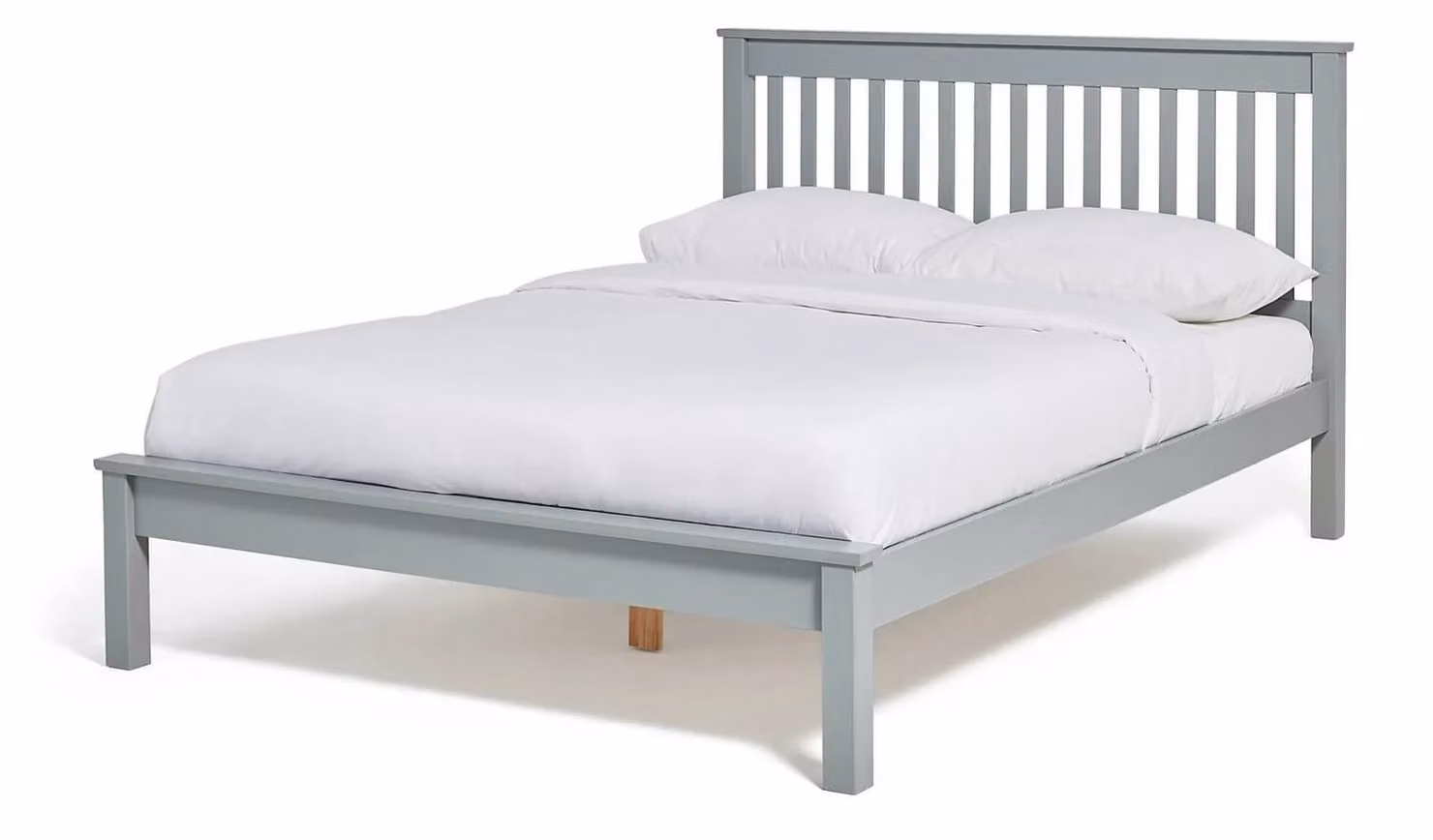 Aspley Solid Wood Kingsize Bed Frame in Grey, W/D/H: 180 x 200 x 102 cm