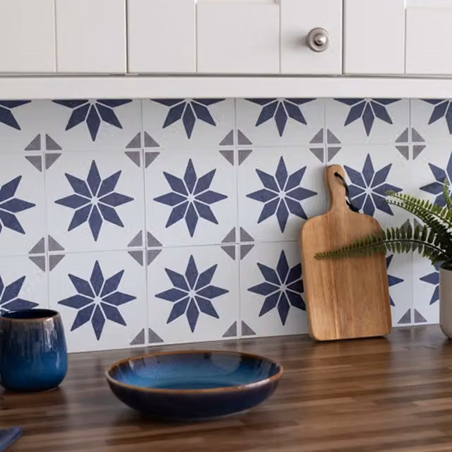 d-c-fix Blue Self-Adhesive Wall Tiles (6 Tiles)