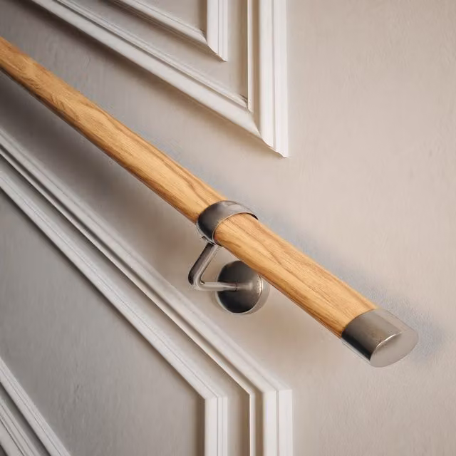 Rothley Round Oak Wood Interior Staircase Handrail Kit in Brown
