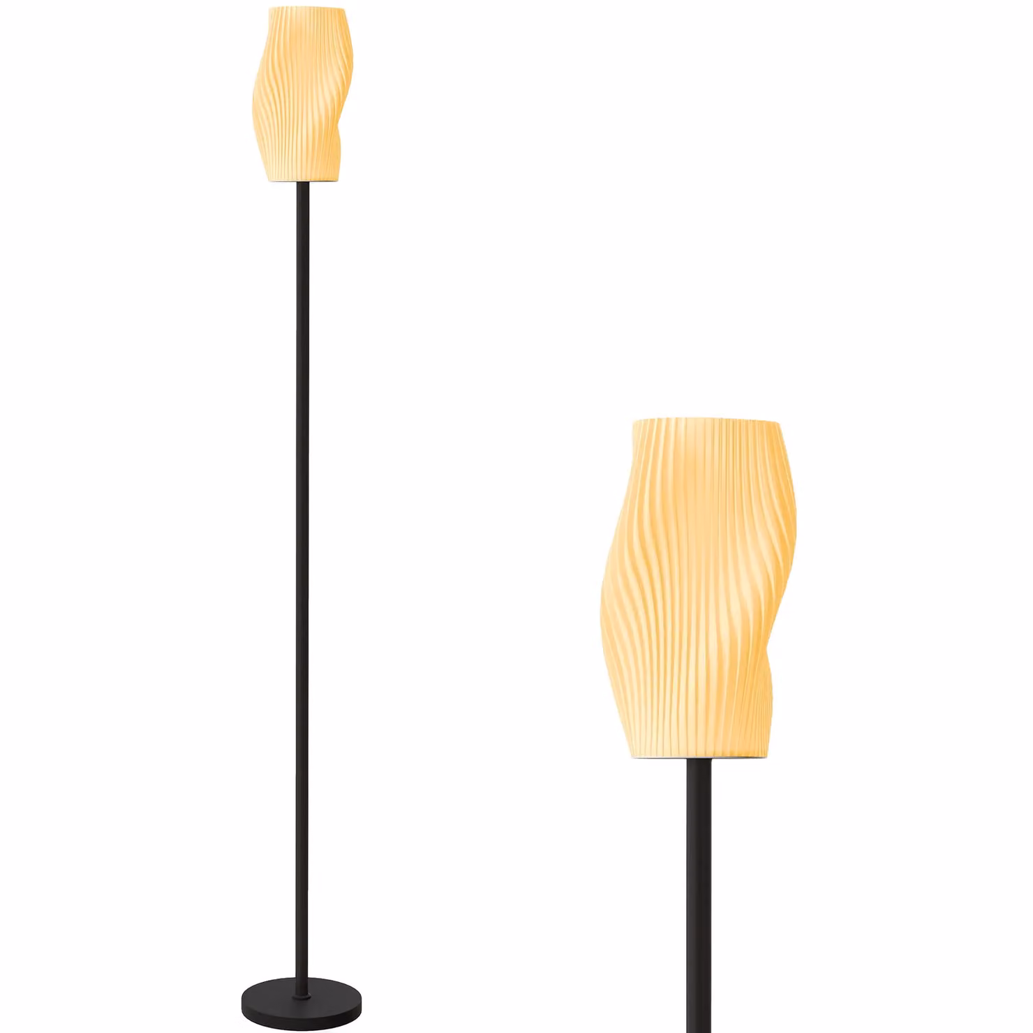 HOMCOM 3D Printed Modern Floor Lamp with Cylinder Shade, White, H 147 x W 18 x D 14 cm – 2