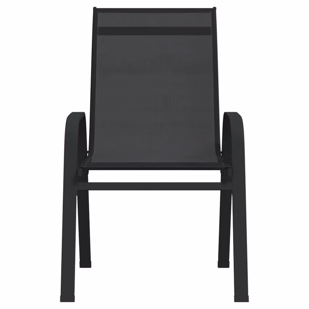 Berkfield Home Set of 6 Stackable Modern Garden Chairs in Black Textilene Fabric and Metal – 2