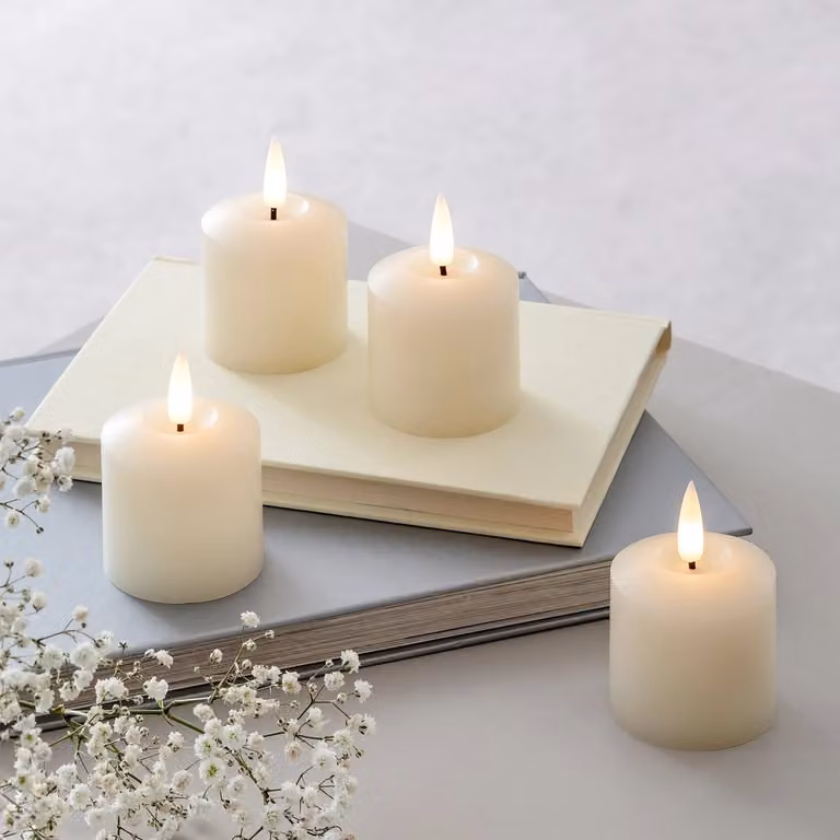 Lights4fun TruGlow White LED Votive Candles with Remote Control and Timer, Set of 4