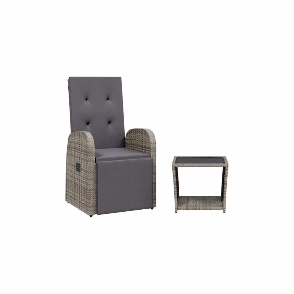 Berkfield Home Beautiful 2 Piece Grey Poly Rattan Garden Dining Set with Cushions – 2