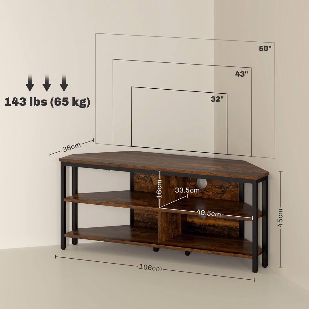 STILVORA Corner TV Unit with Storage in Rustic Brown – 2