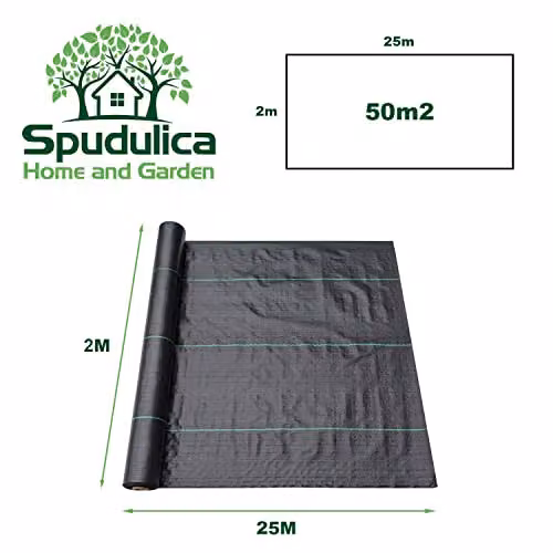 Spudulica Black Woven Landscape Fabric Weed Control Membrane, W/D: 2 x 25 m – 2