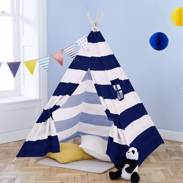 Neo Canvas Kids Indian Teepee Tent in Navy Blue – 1