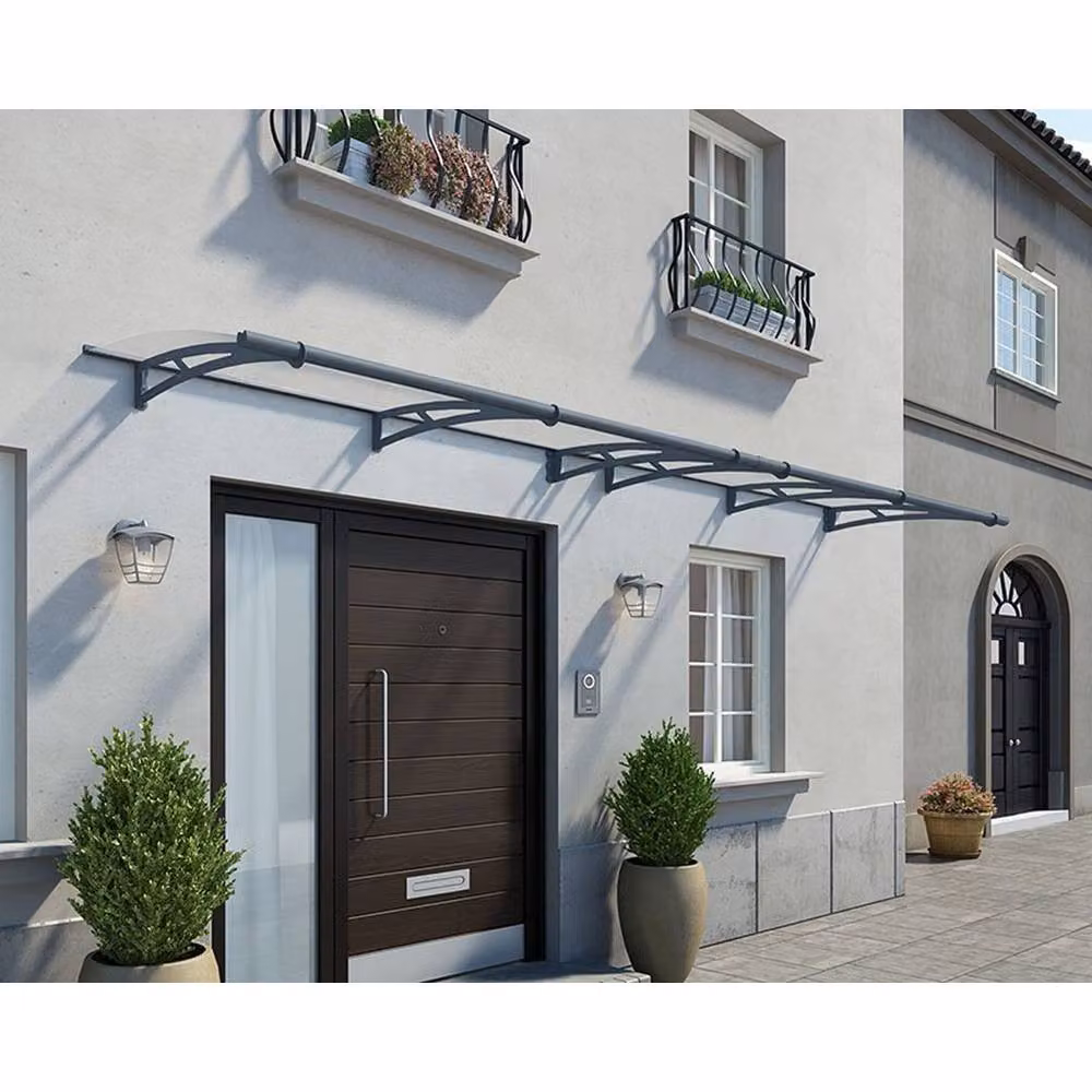 Palram Aquila Door Awning Canopy in Grey and Transparent Acrylic, Length: 412 cm – 2