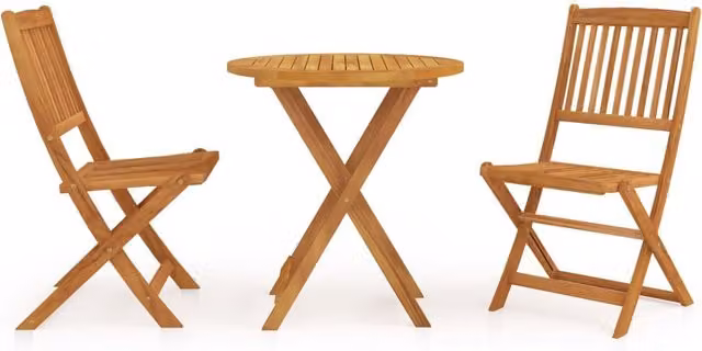 Berkfield Home 3 Piece Folding Garden Dining Set in Brown Solid Acacia Wood