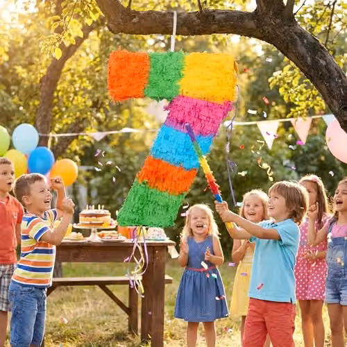 Fax Potato Number 7 Cardboard Piñata in Multicolour and Purple, W: 35 cm, D: 7.5 cm, H: 50 cm – 6