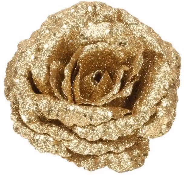 KDMD Gold Glitter Rose with Clip, 2 Pack, Height: 18 cm – 1
