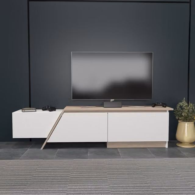 Zonas Modern TV Unit in White and Grey