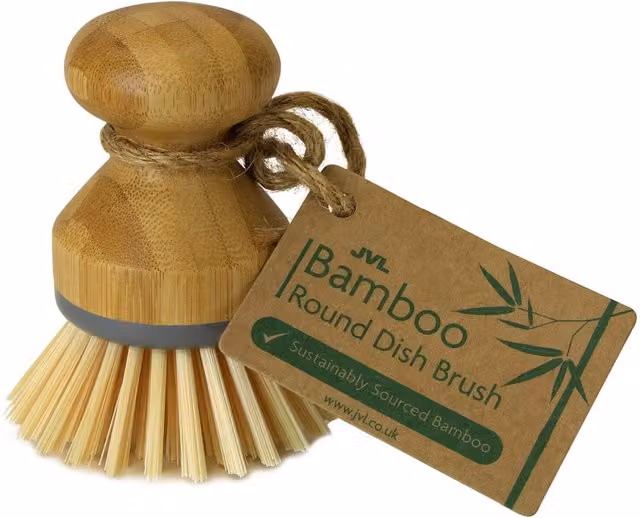 JVL Orange Bamboo and Plastic Dish Brush