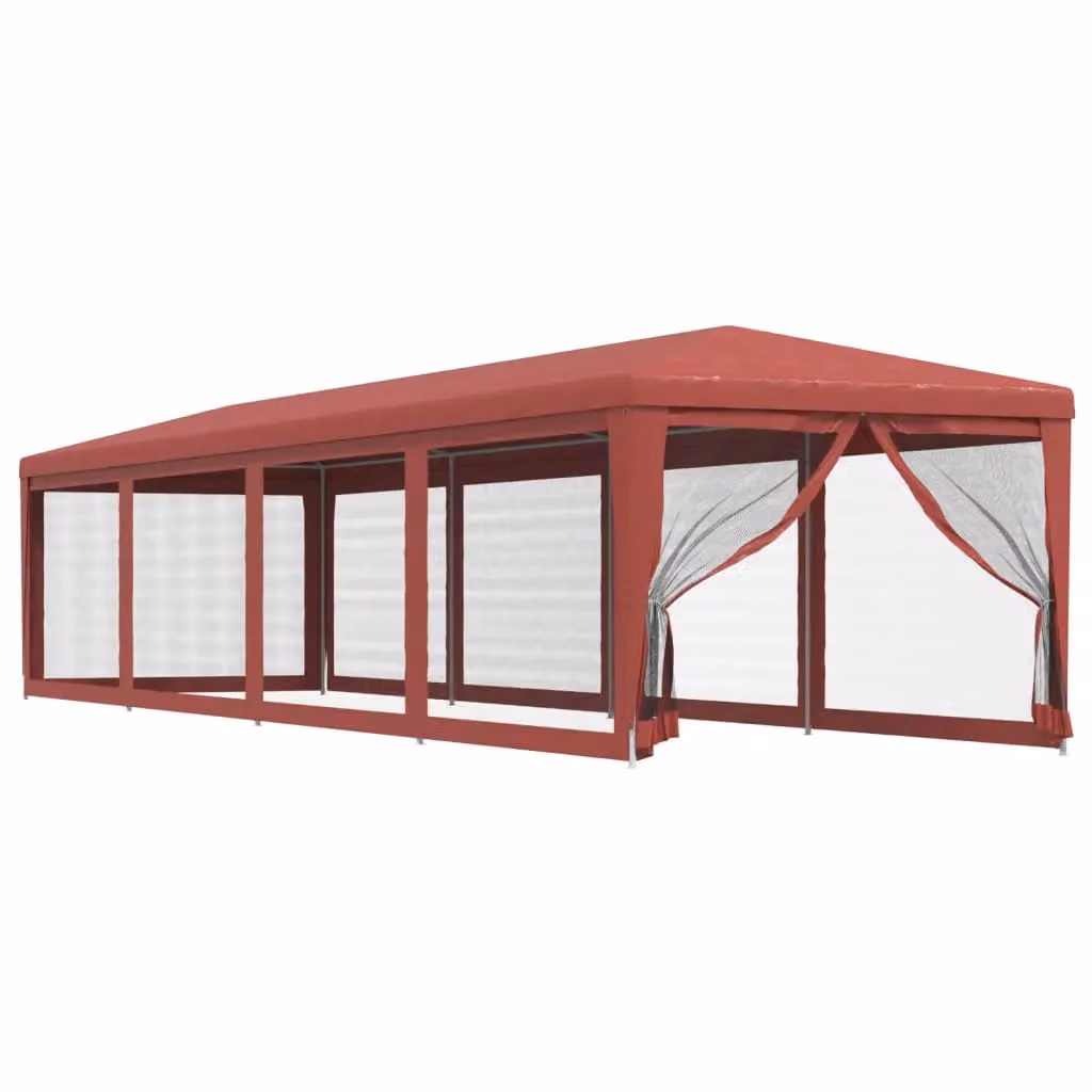 Berkfield Home Party Tent in Red with 10 Mesh Sidewalls, W/D/H: 3 x 12 m – 2