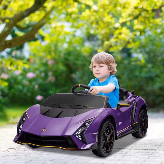 AIYAPLAY 12V Lamborghini Autentica Licensed Electric Ride on Car, Purple